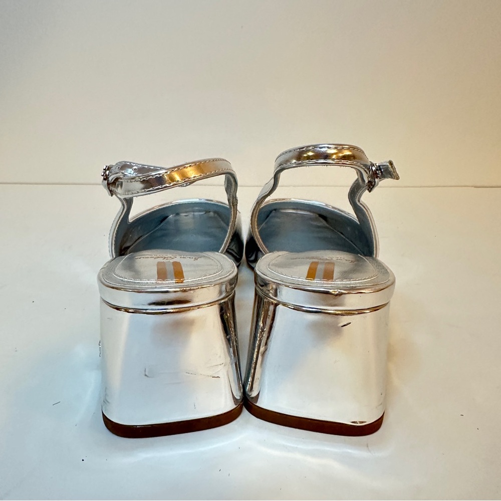 Sam Edelman Terra Silver Block Heel Womens Slingbacks, Sz 9 Great condition - Picture 10 of 15